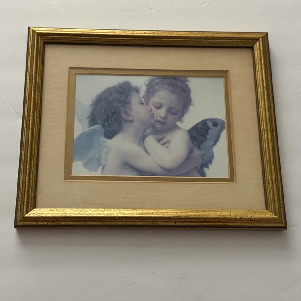 Framed Artwork Print The First Kiss by French artist  Bouguereau Wall Decor